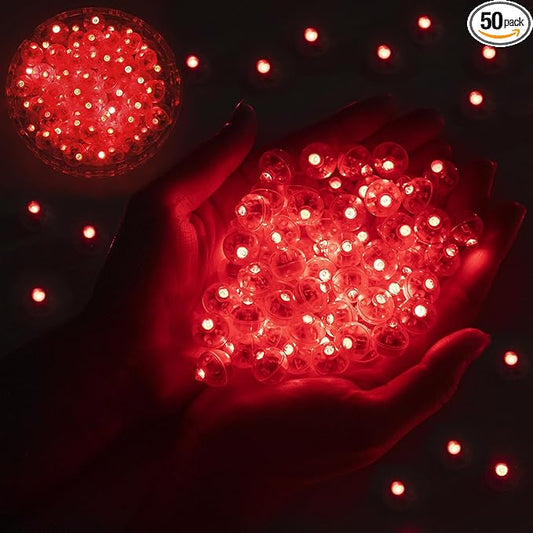 50pcs Balloon Lights Mini Led Lights Round Long Standby Time Ball Lamps Paper Lantern Balloons Lamps for Birthday Party Christmas Halloween Decoration Red