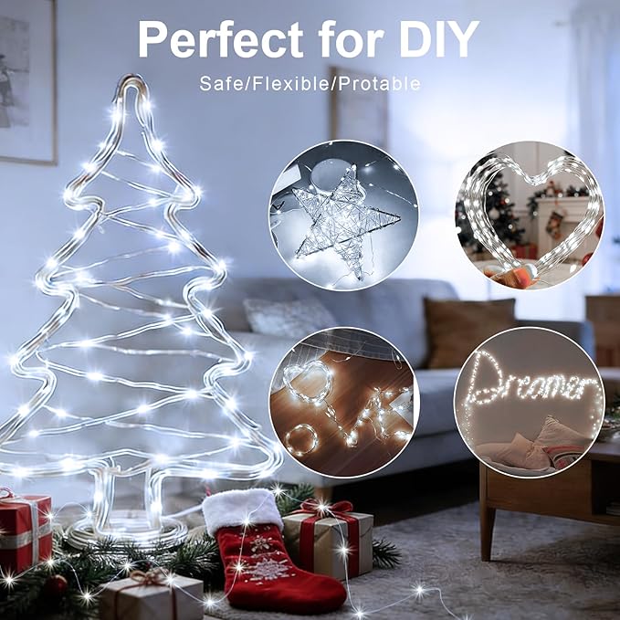 AIKEI 6 Pack LED Fairy Lights with Timer Battery Operated, Mini String Lights with Remote Waterproof 7ft 20 Led Firefly Starry Lighting for Wedding Party Bedroom Garden Christmas Decoration White