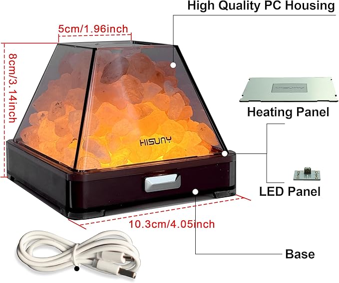 2-in1 Smart Heating Essential Oil System Himalayan Salt Lamp, Mini USB LED Pink Natural Salt Rock Night Lamp Dimmable for Home Decor Yoga Spa Meditation(A Model)