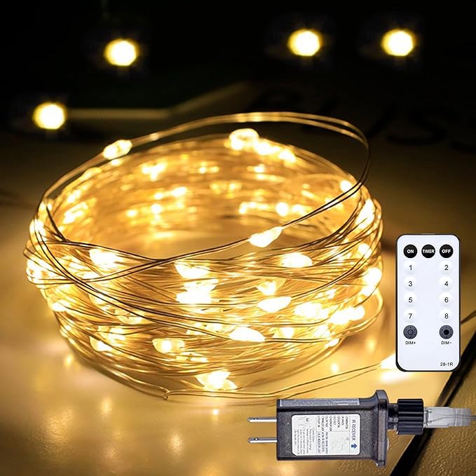 Upgraded 105FT 300 LED Fairy Lights Plug in Outdoor/Indoor, Timer & Remote & 8 Modes, Silver Wire Christmas String Lights, Waterproof Twinkle Lights for Xmas Tree Holiday Party Garden