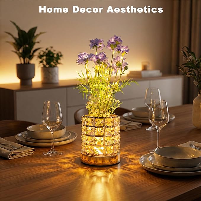 Cornflower Flower Lamp, Rechargeable Artificial Flower Table Lamp with 3 Color Temperature, Dimmable Touch Cordless Lamp for Bedroom Room Home Decor, Birthday Mother's Day Gift for Mom Grandma Women