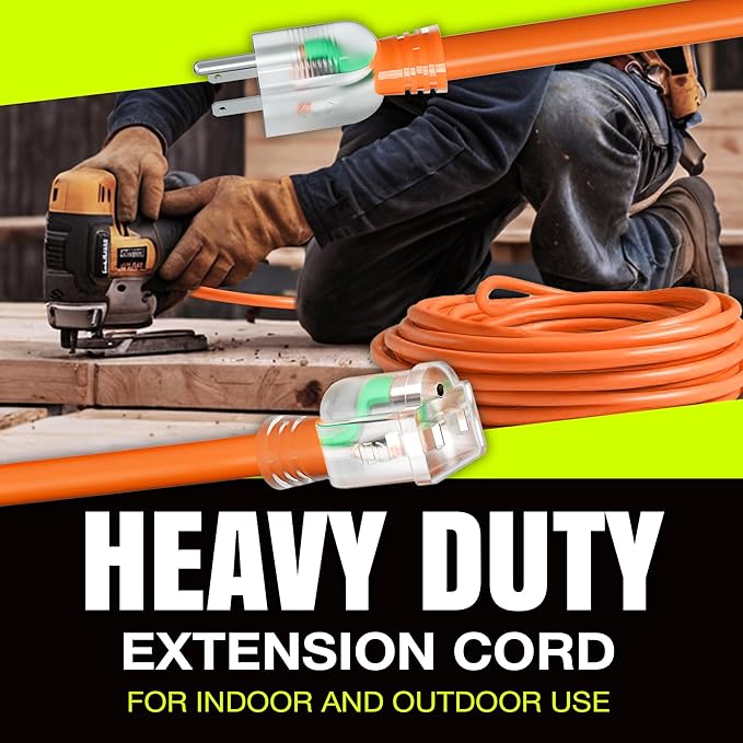 100ft Outdoor/Indoor Extension Cord 10/3 Gauge Ultra Heavy Duty 3 Prong SJTW, Waterproof, Flexible Cold-Resistant Long Power Cord,15A 125V 1875W, Orange by LifeSupplyUSA