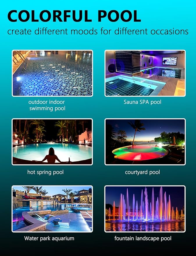 AC12V 1.5 Inch LED RGB Color-Changing Pool Light for Inground Pools - 100ft Cord, Compatible with Pentair GloBrite, Direct Fit Spa & Inground Pool Fixtures