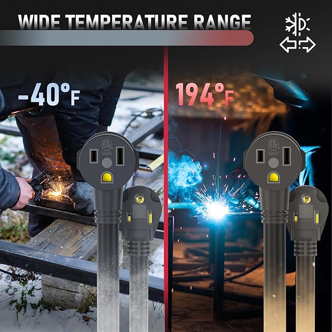 YESWELDER 25ft 250 Volt Welder Extension Cord 8 AWG Power Extension for Welding Machines， NEMA 6-50P to 6-50R