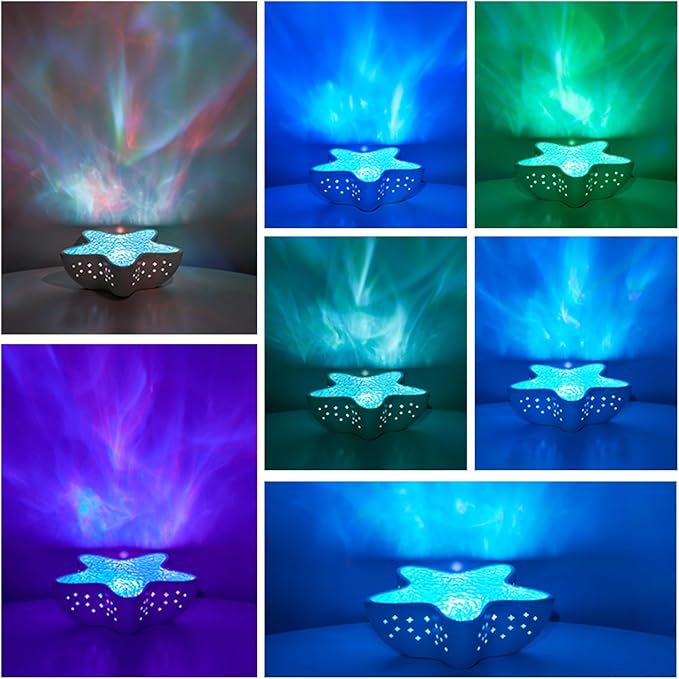 Northern Lights Projector, Ocean Wave Shower Light Projector Light for Bathroom Classroom, Galaxy Night Light for Kids Dorm Decor, Cute Room Decor Aesthetic (White)