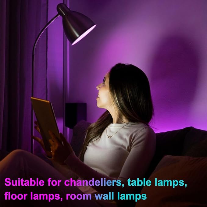 SCOPOW 2Packs E26 Rechargeable Light Bulbs with Remote, 6W 450lm Battery Operated Magnetic Light Bulbs 2500mAh, 15 RGB Color, Timer, Dimmer for Non-Hardwired Lamp
