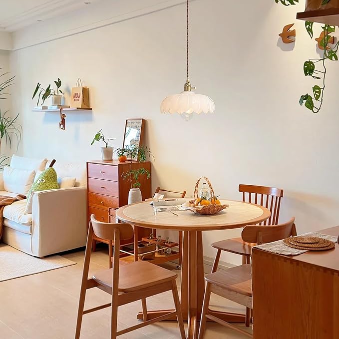 Plug in Pendant Light: Milk Glass Hanging Light Plug in Hanging Lamp, White Pendant Lighting for Kitchen Island, Bedroom, Dining Room, Living Room, E26 No Bulb