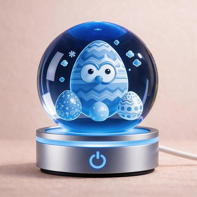 Led Easter Egg Crystal Ball Night Light, Gifts for Kids Him Her Boyfriend Girlfriend 3.15”