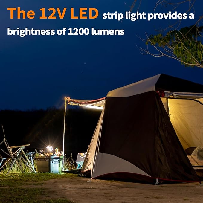 12V Led Light Strip,4ft RV Awning Lights with 140 SMD 2835 LED Chips,IP68 Waterproof Led Light Bar for Outdoor Camping and Overland,2PC