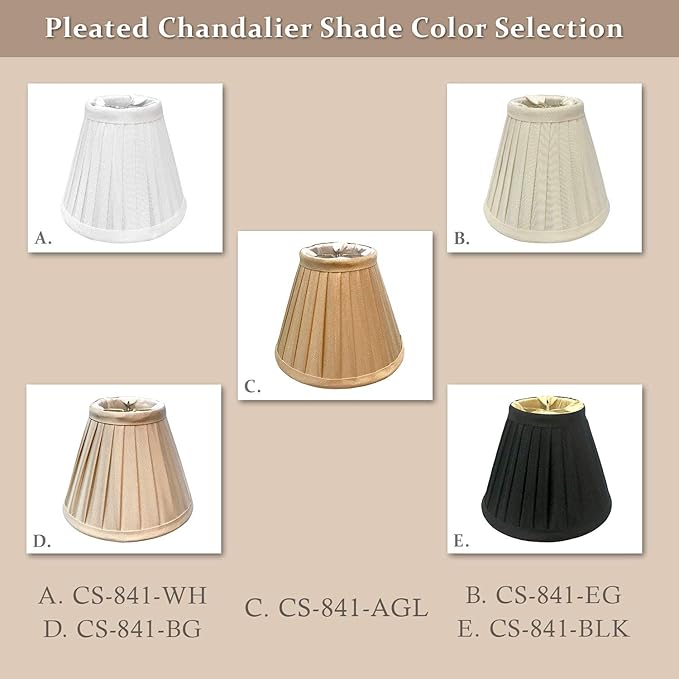 Royal Designs, Inc. CS-841EG-6 Pleated Empire Chandelier Shade, 3 x 6 x 5, Eggshell, 6-Pack