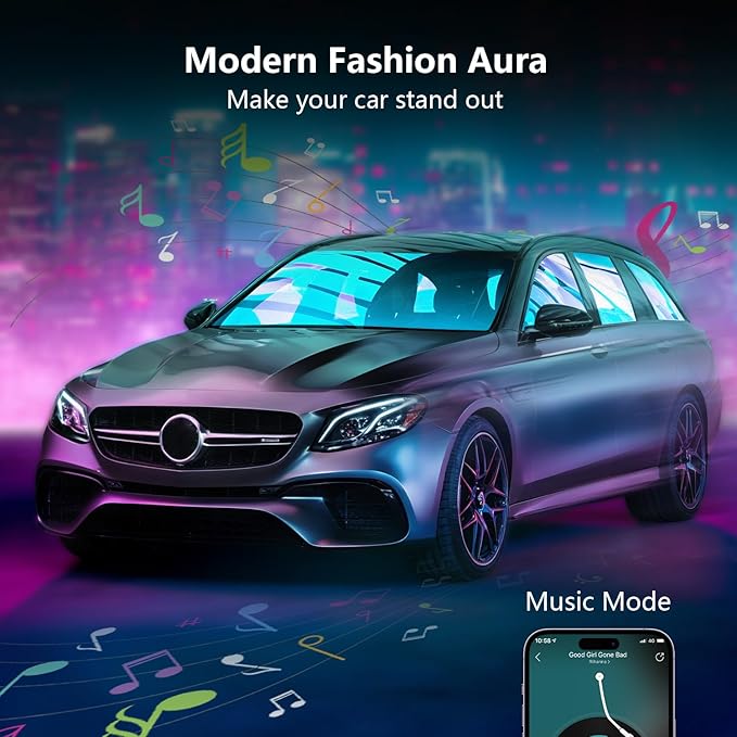 RGB LED Car Interior Light Strips with App Controls, Footwell Lighting for Car,Interior Car Lights with DIY Music Mode,72 LEDs Car Lights