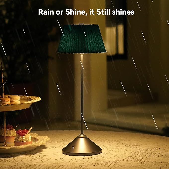 Cordless Rechargeable Table Lamp – 3 Adjustable Color Temperatures, Lightweight & Portable, Matte Metallic Finish, Waterproof, Battery Operated for Indoor& Outdoor Use (White)