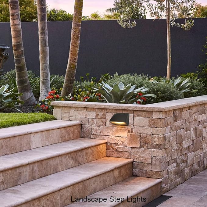 Low Voltage Outdoor Deck Lights,5W 12-24V AC/DC Landscape Lighting Deck Railings Dock Step Fence Post Light,Aluminum Housing Frosted Glass Cover Warm White Black Color Pack of 2