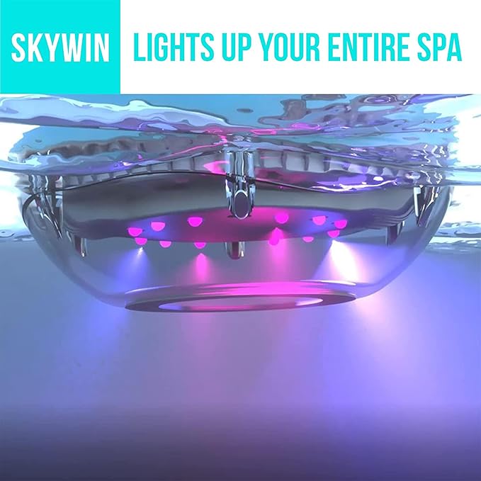 Skywin Floating Pool Speaker with Lights, Wireless Waterproof Bluetooth Speaker for Pool - Dual 5W Sound, Touch Controls, Rechargeable Shower Speaker, Inflatable Hot Tub Accessories for Pool Parties