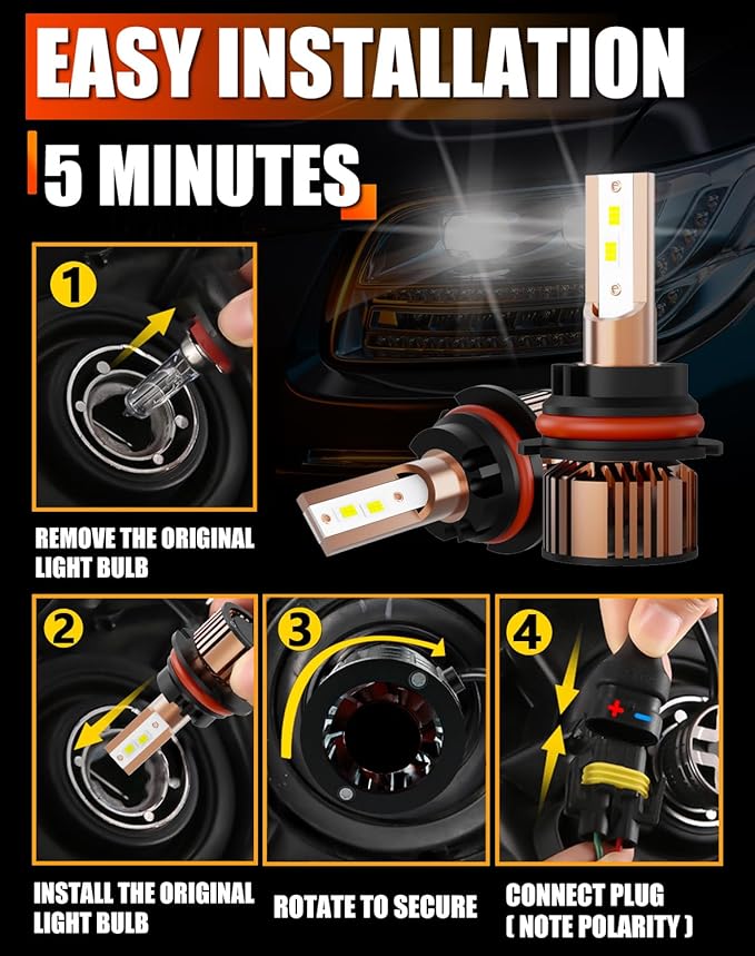 Compatible for Ford F150 F250 F350 F450 1997 1998 1999 2000 2001 2003 Hi/Lo Dual Beam Light bulb,12V 55W 6000K,Pack of 2