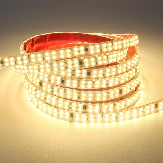 AC 120V Under Cabinet Strip Lighting Plug in 16.4ft Waterproof LED Strip Lights 110V 240LEDs/m 3000K Warm White LED Lights with Adhesive SMD 2835 for Mirror Kitchen Cabinet Living Room Decor