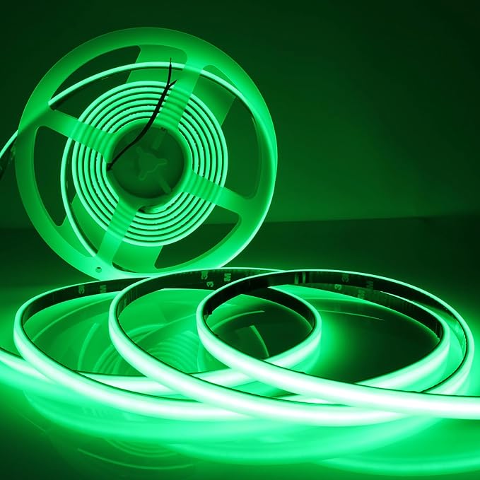DC12V COB LED Strip Lights Green 480LEDs/m 16.4ft/5m Waterproof IP67 High Density LED Rope Lights for Outdoor Gardens Christmas Halloween DIY Decor