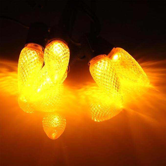 5PCS C9 LED Christmas Light Bulbs - C9 led Bulbs with E17 Base Sockets Replacement Bulbs for Outdoor String Lights - Commercial Grade Yellow