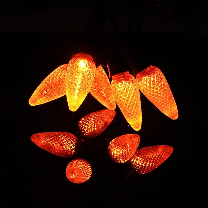 5PCS C9 LED Christmas Light Bulbs - C9 led Bulbs with E17 Base Sockets Replacement Bulbs for Outdoor String Lights - Commercial Grade Orange
