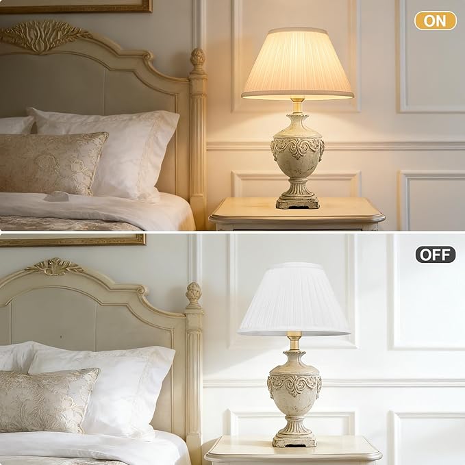 Pleated Lamp Shade, 6" Top x 13" Bottom x 7.2" High, White Empire Lamp Shade for Table Lamp Bedside Lamp, Modern Fabric Mushroom Lampshade Replacement for Wall Sconce, Spider, Clip on Adapter Included