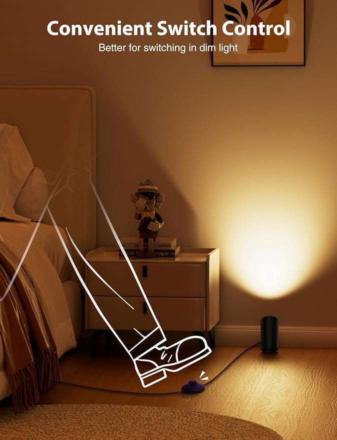 Onforu 7W RGBW Floor Can Light, Color Changing Up Lights Indoor with Foot Switch Spotlight 2700K Uplighting Indoor Uplights for Plant Corner 2 Pack