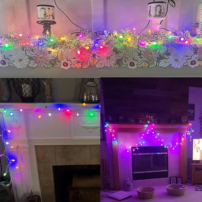 Easter String Lights, Multi Color Pastel Christmas Lights with White Wire, 2 PACK 13.5 FT 50 LED Waterproof Plug-in String Lights for Indoor Outdoor Bedroom Patio Wreath Carnival Easter Decorations