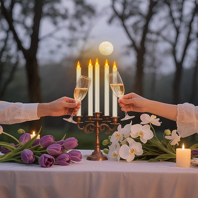 Flameless Taper Candles 10" Dripless Battery Operated Candle with Remote Timer, 6 Pack Christmas Window Candles, 400+ Hours by 2 AA Batteries for Home Decor, Candlelight Dinner, Weddings