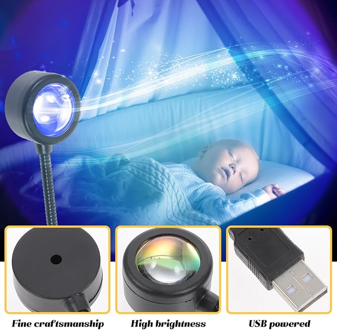 CHILDWEET 2Pcs Led Sunset Projection Lamp USB Night Light for Home Party and Bedroom Sunset Lamp Projector for Romantic Atmosphere and Relaxation