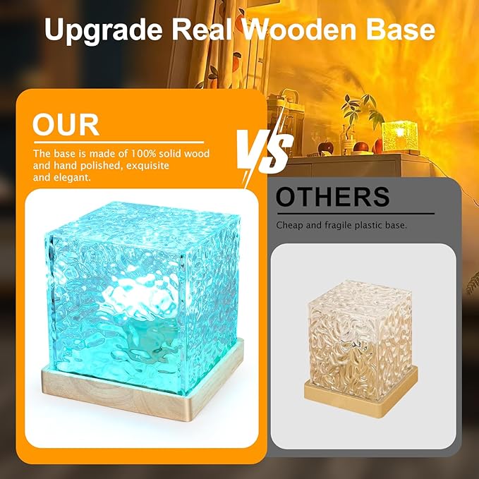 2 Packs Cordless Luminorthe Cube Lamp,Aurora Glow Ocean Lamp Northern Lights Cube Ocean Wave Projector with 16 Colors and Dynamic Ripple Effect for Living Room Bedroom Decor - 5.1"