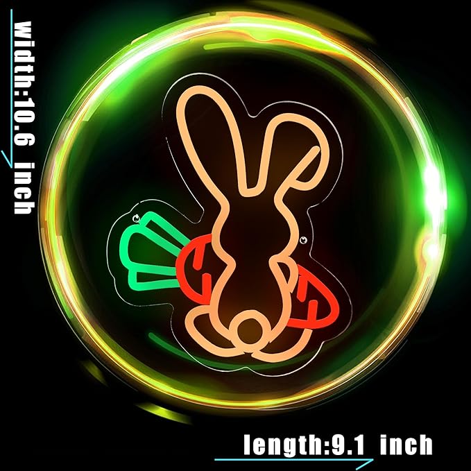 Easter Bunny Neon Sign for Easter Decorations, Party Home Room Decor, Wall Decor, Gifts for Kids