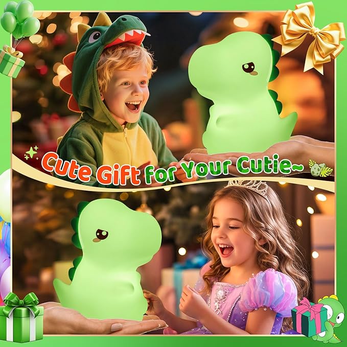 Easter Dinosaur Toys for Kids 3-5,16 Colors+Silicone+Dimmable+12 Hr Use Night Light for Kids Night Light,Toys for 3-8 Year Old Boy,Toddler Birthday Gift,Dinosaur Room Decor for Boys,Girls,Baby,Toddler