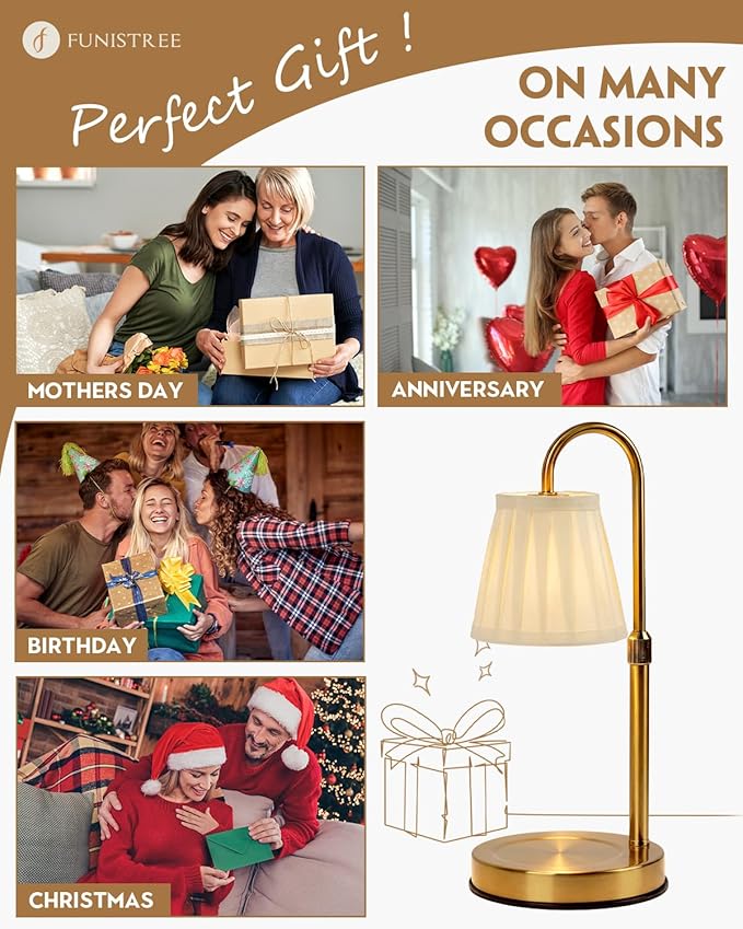 Modern Candle Warmer Lamp with Timer, Dimmable Candle Lamp Warmer, Fabric Candle Warmer, Men Women for Birthday Gifts, Height Adjustable Candle Light,Cozy Living Room Bedroom Home Decor