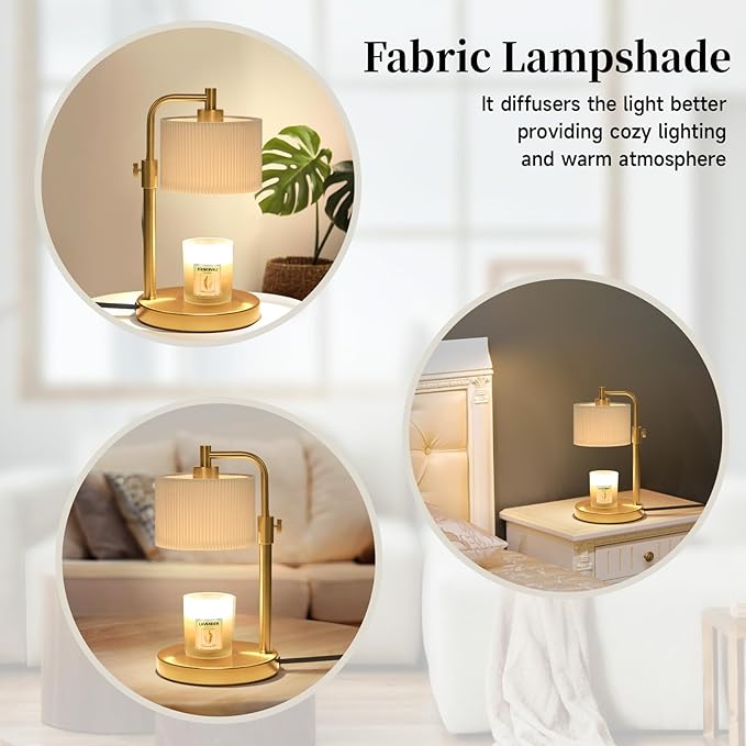 Candle Warmer Lamp, Candle Lamp Warmer with Timer Adjustable Height Wax Warmer Lamp for Jar Candles, Birthday Gifts for Women House Warming Gifts (Gold)