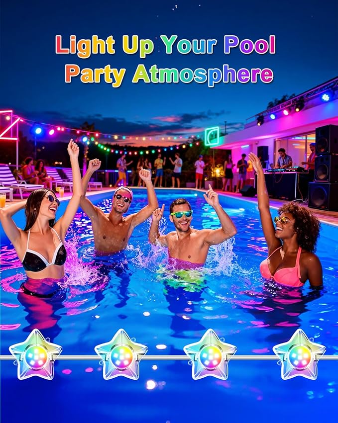 RGB+IC Pool Lights for Inground & Above Ground Pools, Submersible Underwater Pool Lights with App & Remote Control, 16M Colors, Timer, IP68 Waterproof, 25FT Swimming Pool Lighting