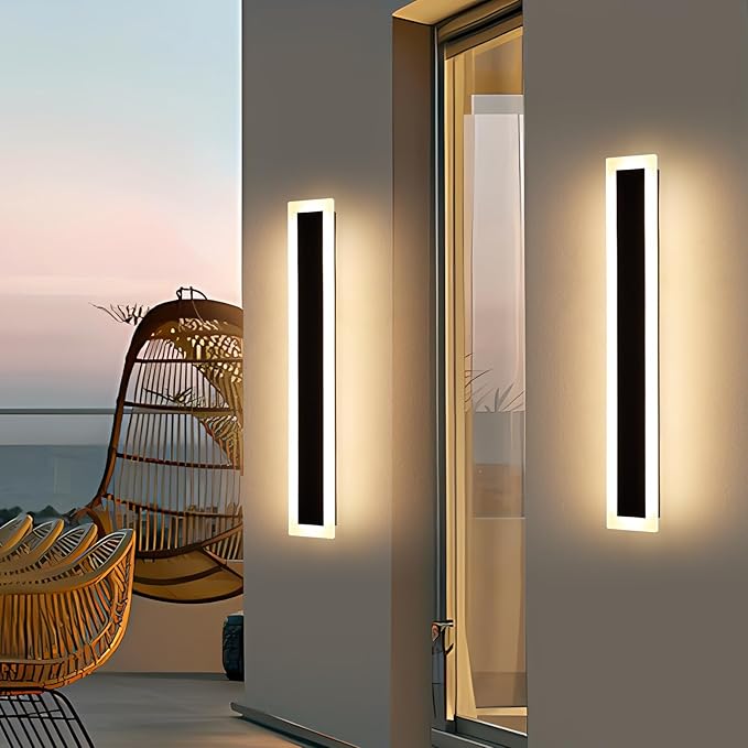Mikeru Upgraded Widened 2pack 31.4inch Outdoor Wall Light Fixtures, 10%-100% Dimmable Wall Lights Exterior Front Porch Light 3000-6000k Outdoor Light Fixtures Wall Mount for Basement, Garage