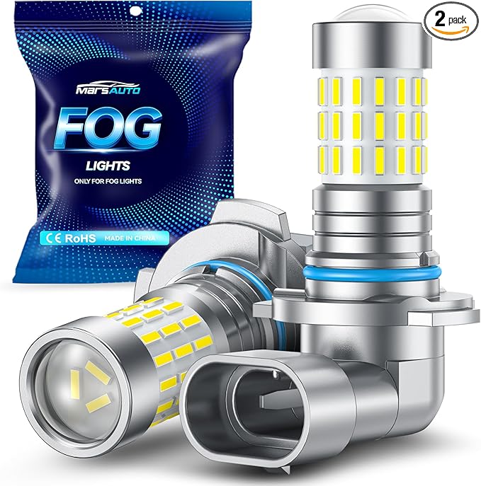 Marsauto 9145 H10 LED Fog Light Bulbs, 10,000 lumens 6000K Cool White, 48 Chips DRL Bulb, H10 Led Bulb 1:1 Mini Size 9140 9040 9045 Led Fog Lights, 360° Illumination, Powersports Accessory Lights