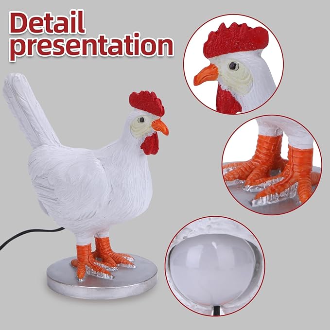 Chicken Egg LED Night Light, Lifelike Resin Chicken Table Lamp with USB, Warm Light Easter Christmas Birthday Gift