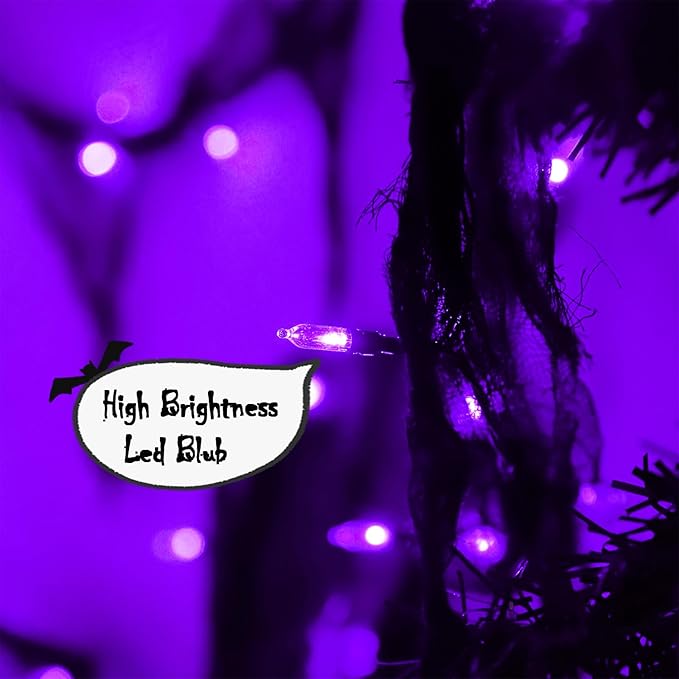Halloween Decorations Purple String Fairy Lights Indoor, 30LED Black Gauze Halloween Garland, Timer 8 Mode Battery Operated Powered, 9.9Ft Creepy Cloth, Gothic Party Room Mental Fireplace Decor 1PACK