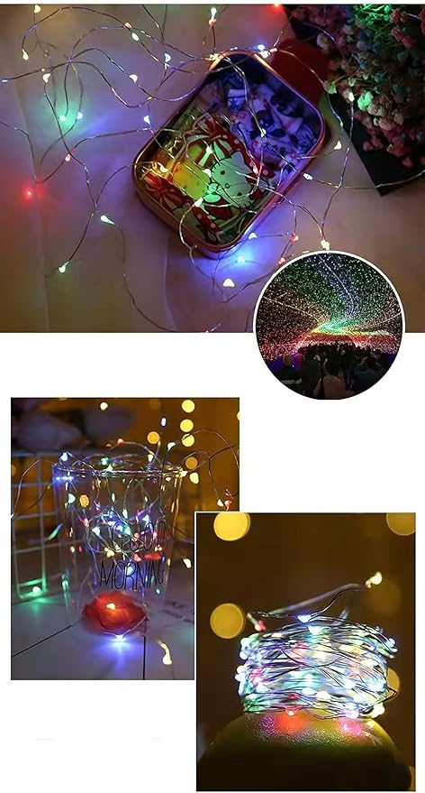 Sokelinn-six 2m 20 LEDs Fairy String Lights, USB Powered String Light for Desk Office Christmas Tree Party Decoration (Multi-Colored, 12)