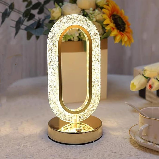 Crystal Table Lamp, Touch Control Nightstand Night Light, USB Rechargeable Bedside Light for Bedroom Living Room Desktop Bar Cafe Office Indoor Decoration (Pentagram)(Runway)
