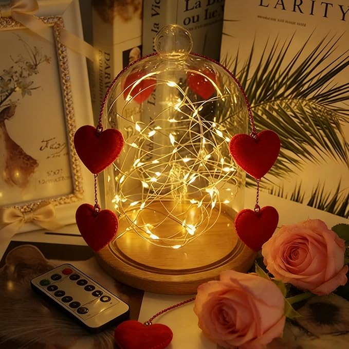 LAMPHOME 6 Pack Warm White Fairy Lights Battery Operated, 7ft 20 LED Valentine's Day Decoration String Lights Copper Wire Firefly Starry Lights for Mason Jars Wedding Party centerpieces for Tables