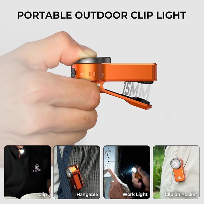 Wurkkos HD03 Rechargeable EDC Flashlight 680 High Lumen Clip Light, Small Flashlight Triple Light Source, 90 High CRI, IPX6 Waterproof, Magnetic Pocket Flashlight for Working Emergency Signal (Orange)