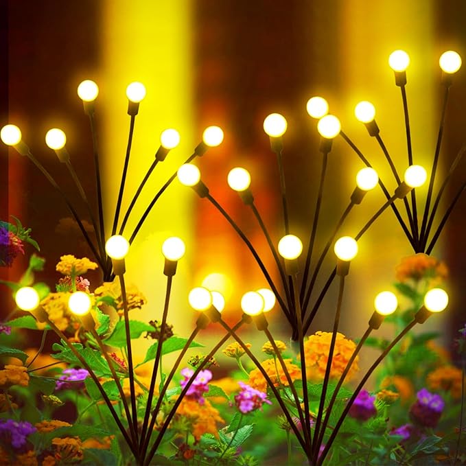 Solar Garden Lights Outdoor, 4Pack Firefly Garden Lights, Outdoor Decorations for Yard Patio Pathway, Gift for Mom