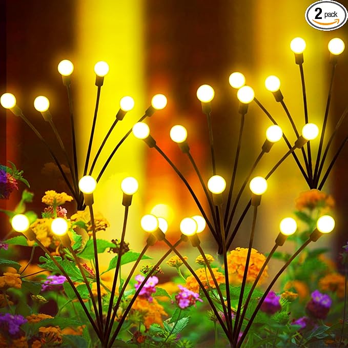 Solar Garden Lights, 2 Pack Solar Lights for Outside, Solar Lights Outdoor Waterproof, Solar Swaying Lights in Wind, Firefly Lights for Garden, Landscape, Pathway, Yard, Patio, Outdoor Decorations