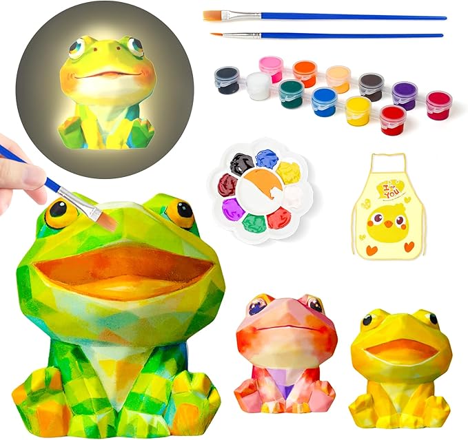 Paint Your Own Frog Lamp Kit, Arts and Crafts for Kids Ages 8-12, Crafts for Kids Ages 4-8, DIY Frog Gifts for 10 Year Old Girl, Art Supplies Painting Kit for Kids Birthday Ages 3 4 5 6 7 8 9 10 11+