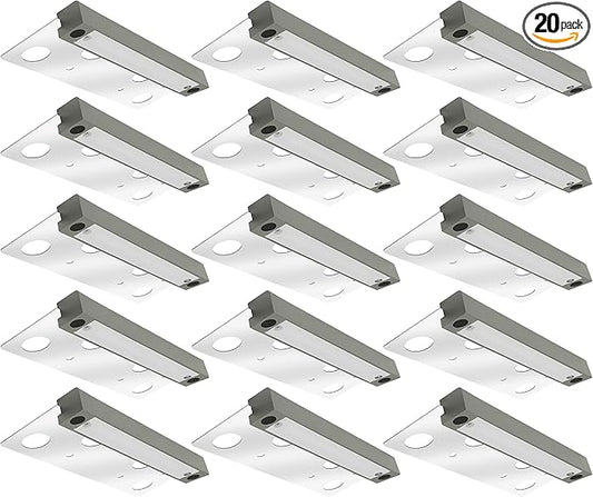GKOLED 20-Pack 6.8 Inches Low Voltage Hardscape Light with Frosted Lens, 12V AC/DC Retaining Wall Lighting, 4W 2700K Paver Wall Lights, Outdoor Step Lights, Die-cast Aluminum Housing, Gray, UL Listed