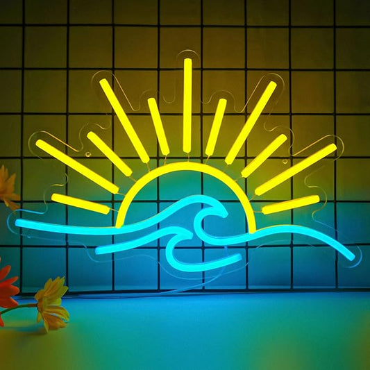 Sunrise Sunset Neon Sign Sun Wave LED Neon Lights for Bedroom Wall Decor, Dimmable USB Powered Neon Signs for Beach Bar, Living Room, Man Cave, Party Decorations