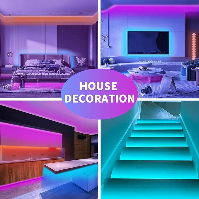 KSIPZE Led Lights for Bedroom 65.6ft Led Strip Lights with Remote RGB Color Changing Music Sync Bluetooth Smart App Control for Room Bedroom Lighting Flexible Home Décor
