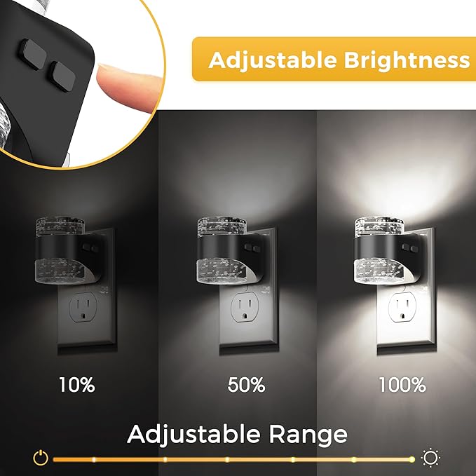L LOHAS LED Night Light, 2 Pack 5000K Bubble Night Lights Plug into Wall, Acrylic Night Lights with Light Sensor, Adjustable Brightness,Soft White Plug in Nightlights for Rooms Bathroom Hallway
