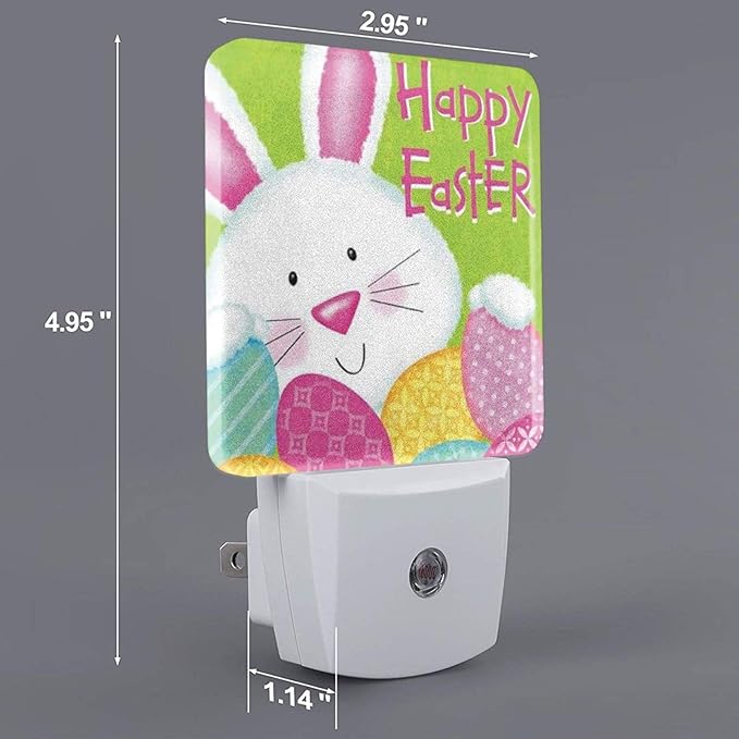LED Night Light 2 PCS Easter Night Light Cute Rabbit Lamp Plug-in LED Nightlights Dusk to Dawn Sensor Night Lamp for Bedroom Room Nursery Hallway Stairs Kitchen Wall Decorative